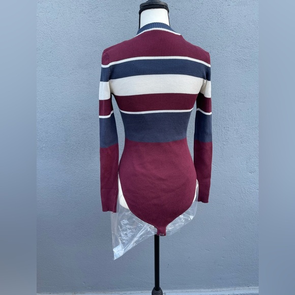 Urban Outfitters Colorblock Bodysuit - Burgundy, Navy, White - Picture 3 of 9